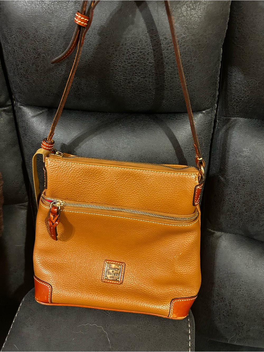 Dooney and Bourke Tan Leather - Classic Pebbled Shoulder Bag